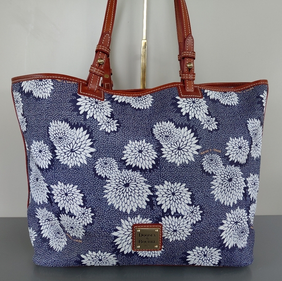 Dooney & Bourke Navy and White Floral Tote